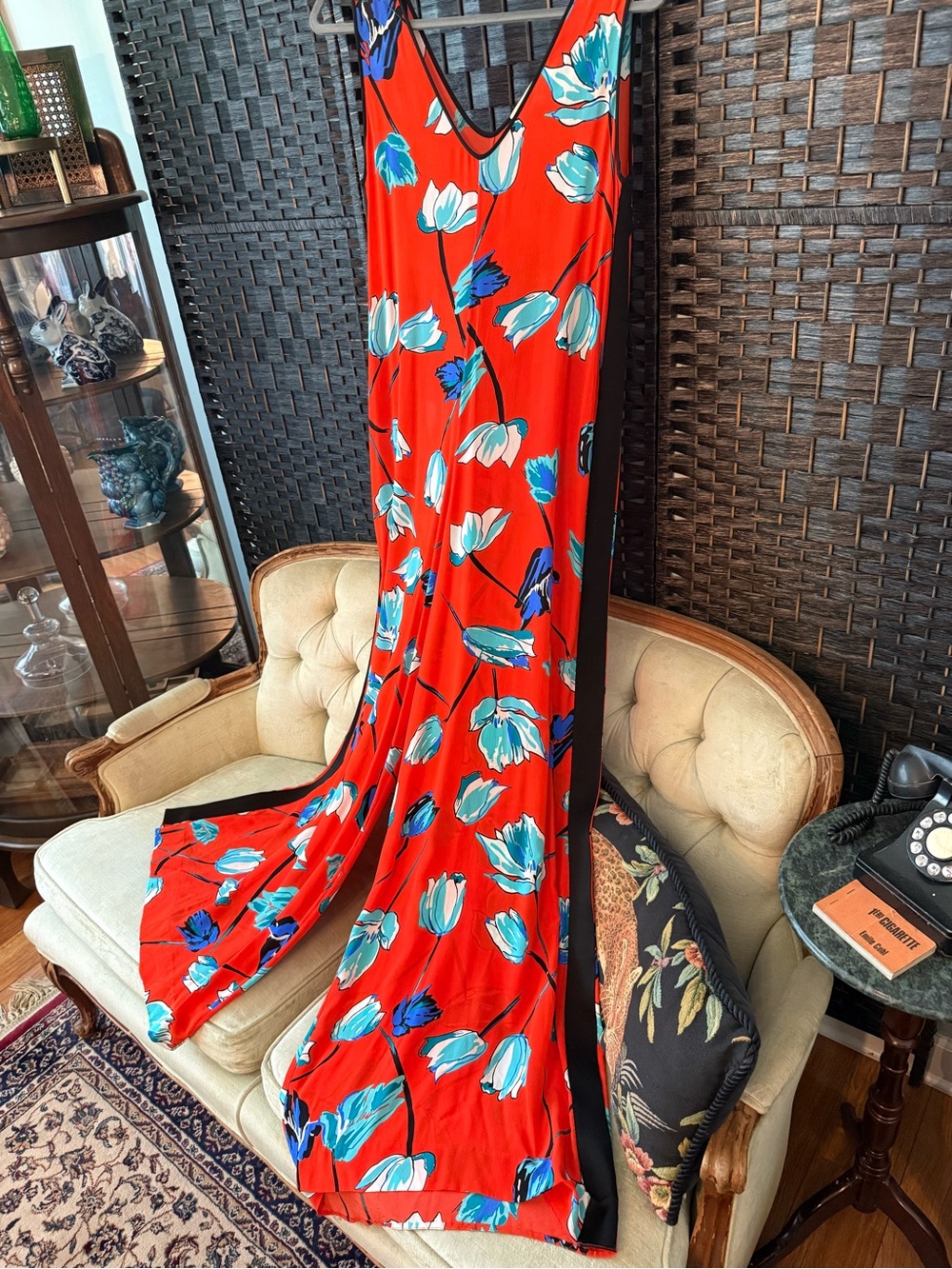❤️ Diane von Furstenberg Silk Floral Wide Leg Jumpsuit Palazzo Romper Size 4 - Picture 6 of 10